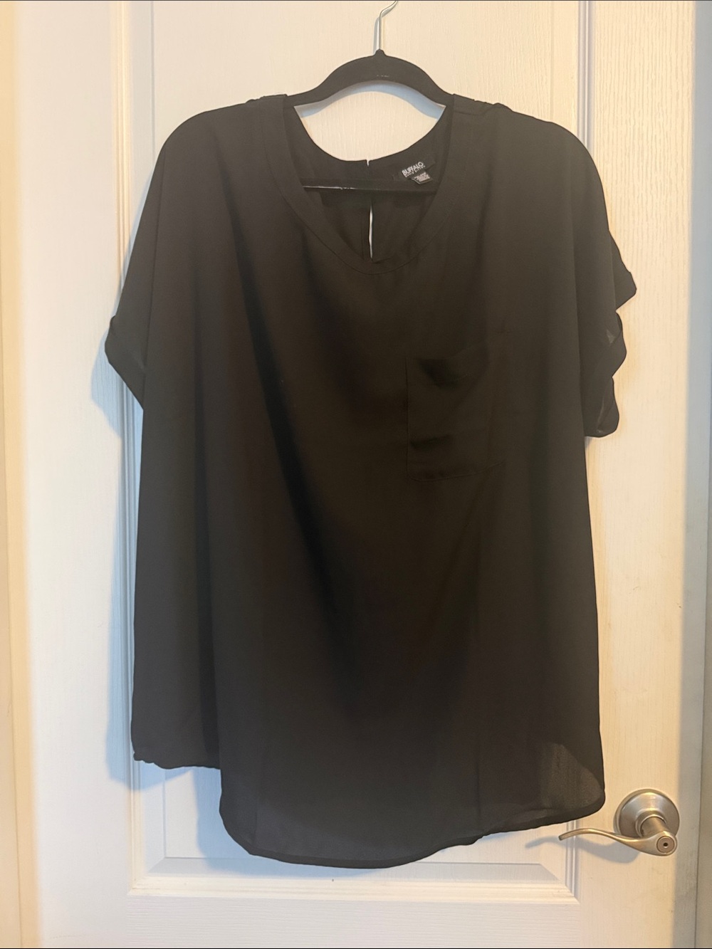 Black Short-Sleeve Pocket Blouse by buffalo - Relaxed Women's Top